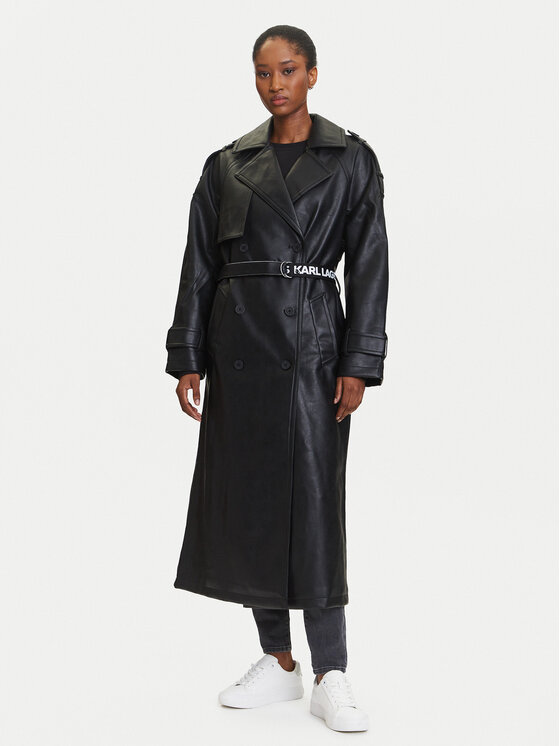 Karl Lagerfeld Jeans Преходно палто A3W15047 Черен Relaxed Fit цвят на ниска цена