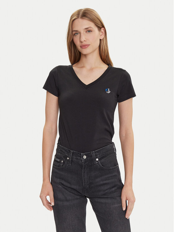 Karl Lagerfeld Jeans Тишърт A2W17097 Черен Regular Fit цвят на ниска цена