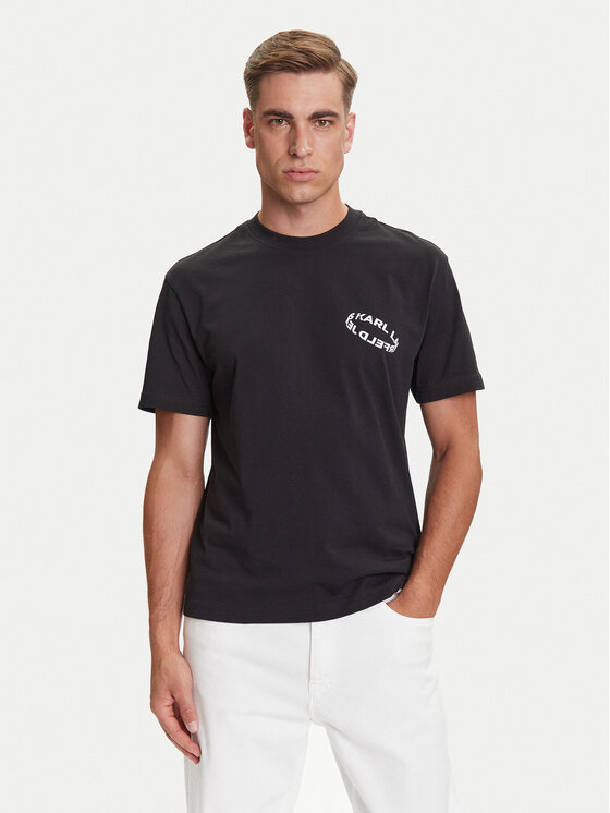 Karl Lagerfeld Jeans Тишърт A3M17031 Черен Regular Fit цвят на ниска цена