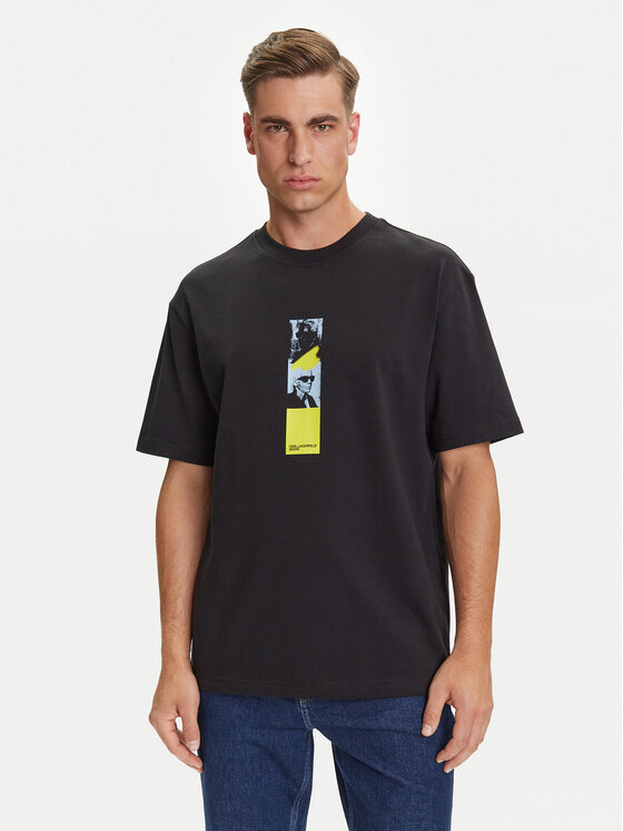 Karl Lagerfeld Jeans Тишърт A3M17036 Черен Relaxed Fit цвят на ниска цена