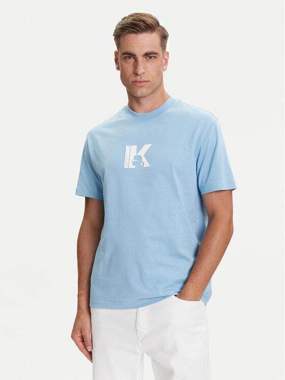 Karl Lagerfeld Jeans Тишърт A3M17057 Светлосиньо Regular Fit цвят на ниска цена