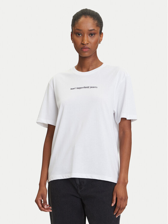 Karl Lagerfeld Jeans Тишърт A3W17039 Бял Regular Fit цвят на ниска цена
