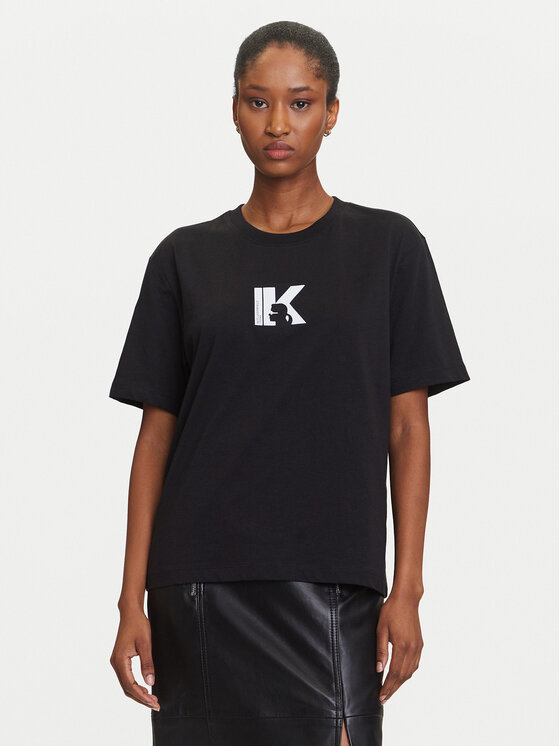 Karl Lagerfeld Jeans Тишърт A3W17094 Черен Regular Fit цвят на ниска цена