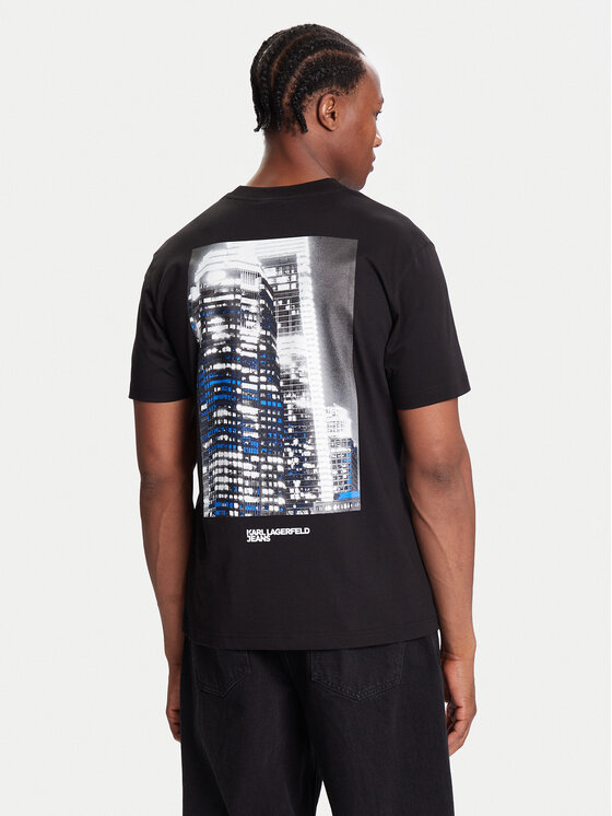 Karl Lagerfeld Jeans Тишърт A4M17025 Черен Regular Fit цвят на ниска цена