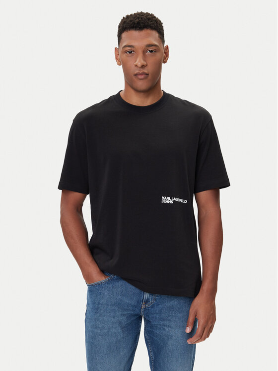 Karl Lagerfeld Jeans Тишърт A4M17030 Черен Relaxed Fit цвят на ниска цена