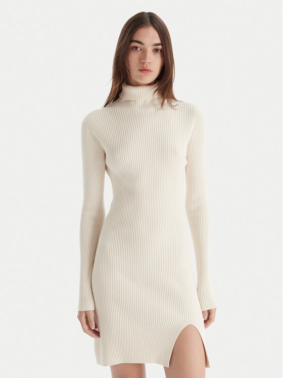 Kontatto Плетена рокля 3M0827C Екрю Slim Fit цвят на ниска цена