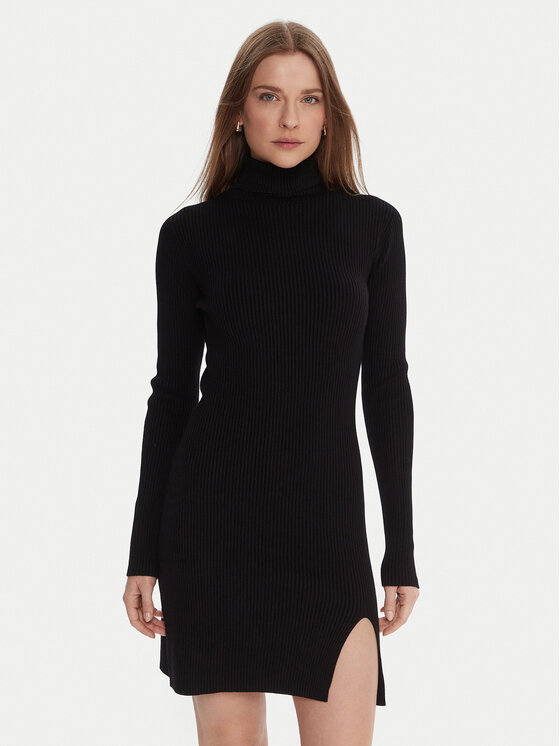 Kontatto Плетена рокля 3M0827C Черен Slim Fit цвят на ниска цена