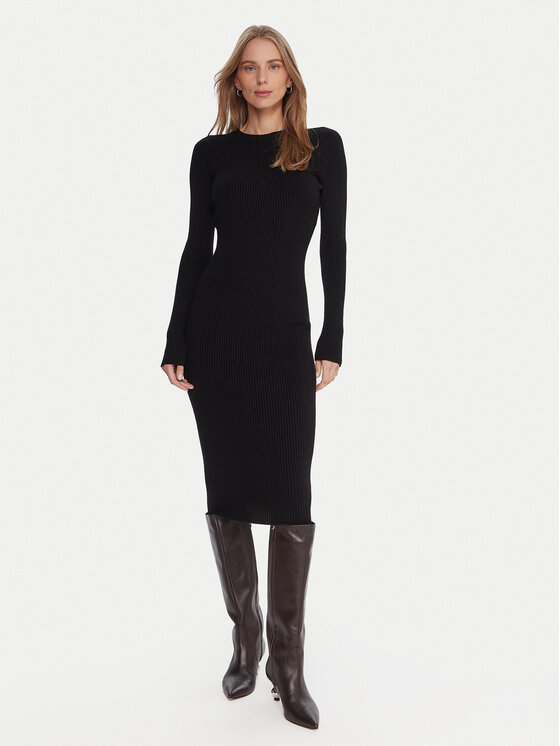 Kontatto Плетена рокля 3M0829C Черен Slim Fit цвят на ниска цена