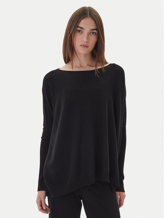 Kontatto Пуловер 3M0802C Черен Relaxed Fit цвят на ниска цена