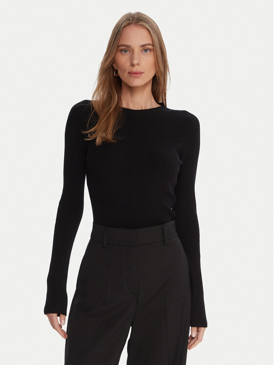 Kontatto Пуловер 3M0809C Черен Slim Fit цвят на ниска цена