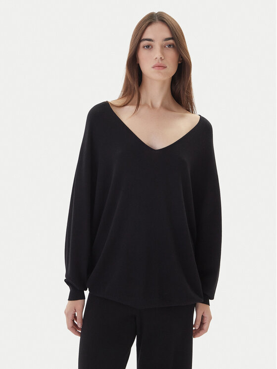 Kontatto Пуловер 3M0815C Черен Relaxed Fit цвят на ниска цена