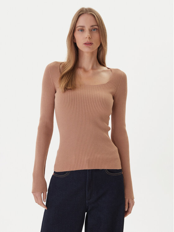 Kontatto Пуловер 3M0830C Бежов Slim Fit цвят на ниска цена