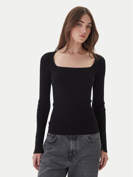 Kontatto Пуловер 3M0830C Черен Slim Fit цвят на ниска цена