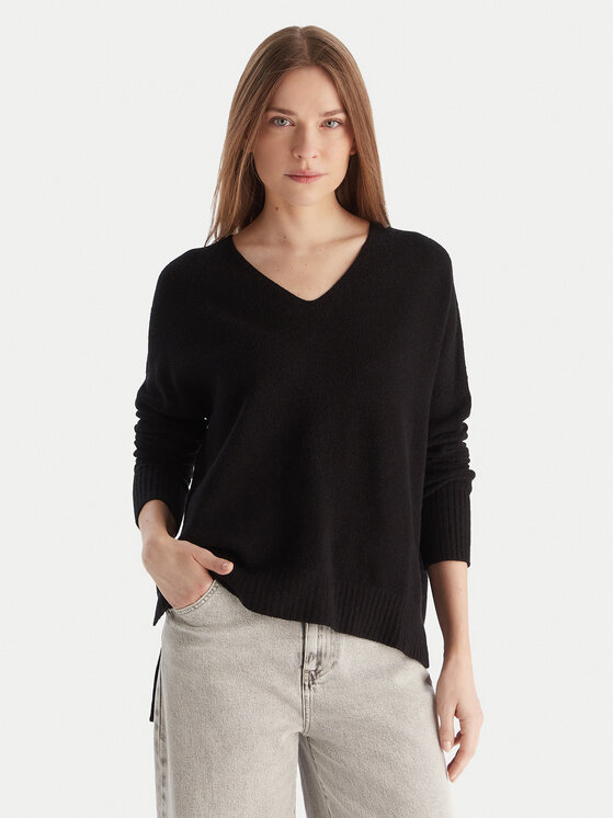 Kontatto Пуловер 3M0842C Черен Relaxed Fit цвят на ниска цена