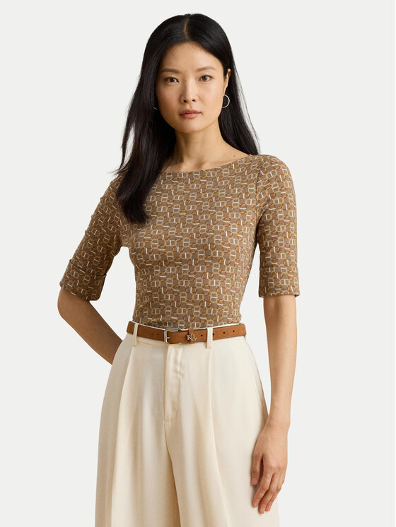 LAUREN RALPH LAUREN Блуза 200980042001 Бежов Slim Fit цвят на ниска цена