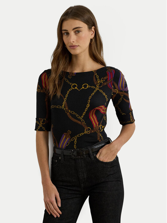 LAUREN RALPH LAUREN Блуза 200980215001 Черен Slim Fit цвят на ниска цена
