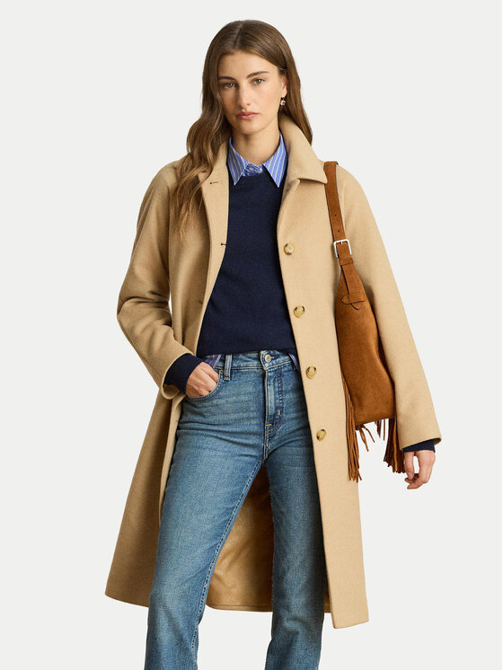 LAUREN RALPH LAUREN Вълнено палто 297P04140002 Бежов Regular Fit цвят на ниска цена