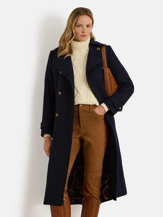 LAUREN RALPH LAUREN Вълнено палто 297P04150002 Тъмносин Regular Fit цвят на ниска цена