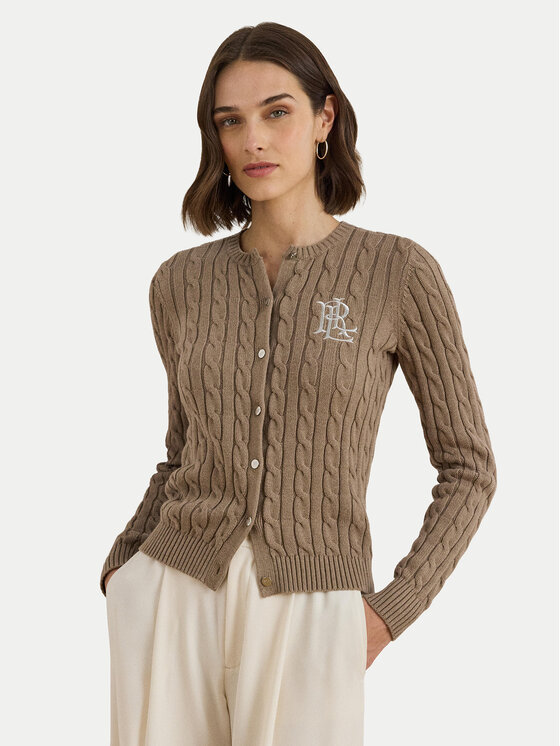 LAUREN RALPH LAUREN Кардиган 200932225012 Кафяв Slim Fit цвят на ниска цена