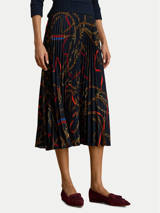 LAUREN RALPH LAUREN Плисирана пола 200P03550001 Тъмносин Regular Fit цвят на ниска цена