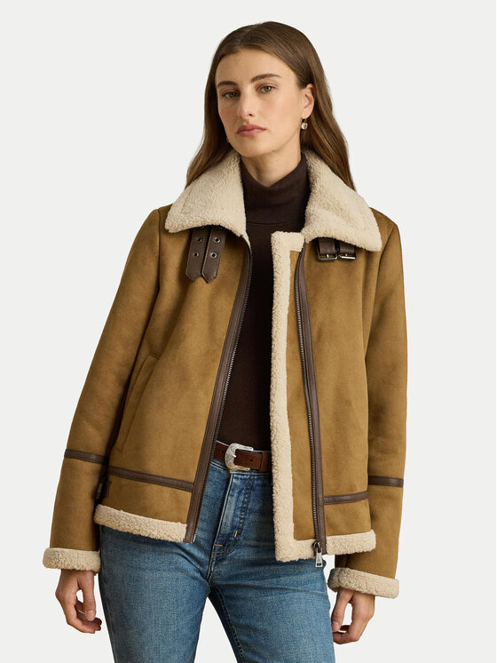 LAUREN RALPH LAUREN Яке от имитация на кожа 297P04122002 Кафяв Regular Fit цвят на ниска цена
