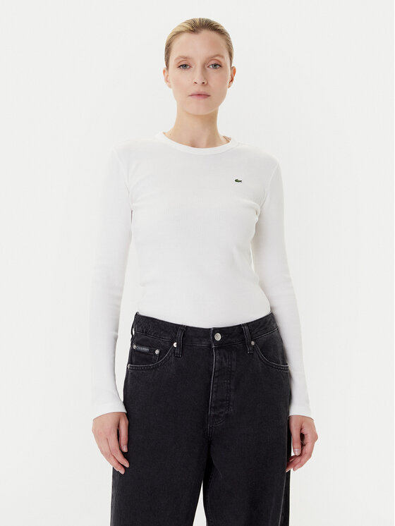 Lacoste Блуза TF1692 Екрю Slim Fit цвят на ниска цена