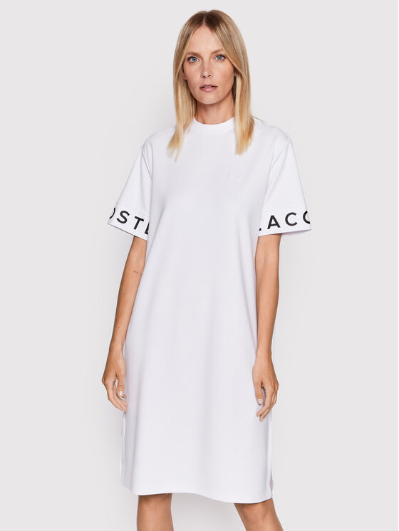 Lacoste Ежедневна рокля EF0107 Бял Relaxed Fit цвят на ниска цена