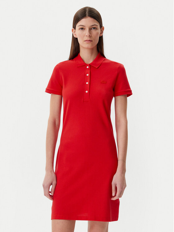 Lacoste Ежедневна рокля EF5473 Червен Slim Fit цвят на ниска цена