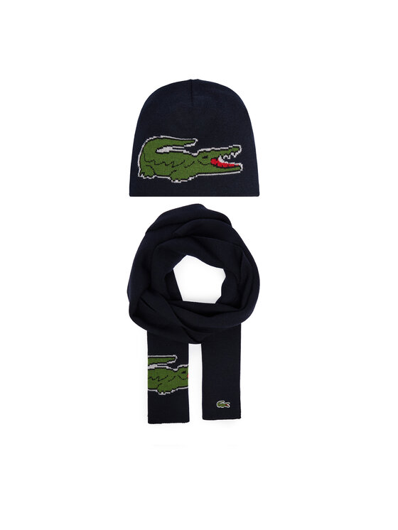Lacoste Комплект шал и шапка RB1515-00 Тъмносин цвят на ниска цена