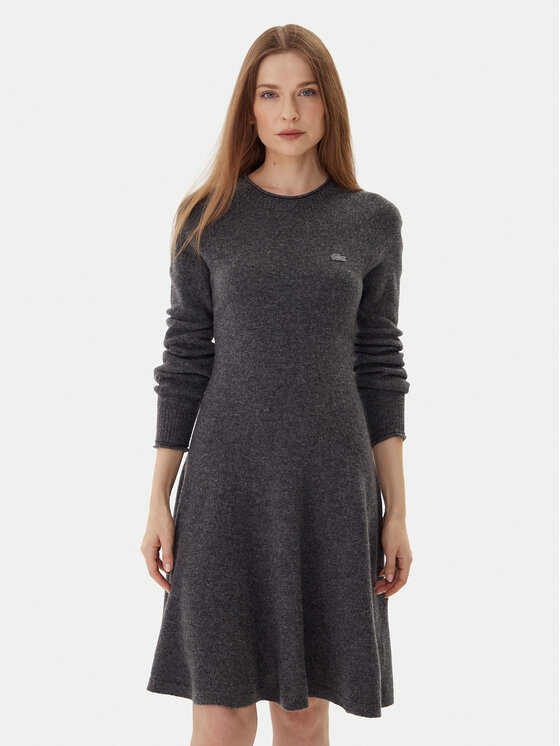 Lacoste Плетена рокля EF4161 Сив Regular Fit цвят на ниска цена