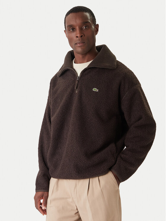 Lacoste Полар SH5500 Кафяв Relaxed Fit цвят на ниска цена