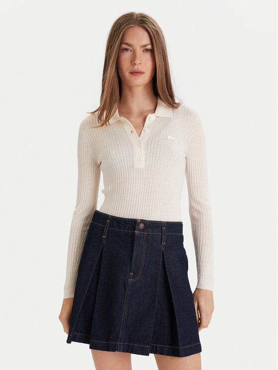 Lacoste Пуловер AF4006 Екрю Slim Fit цвят на ниска цена