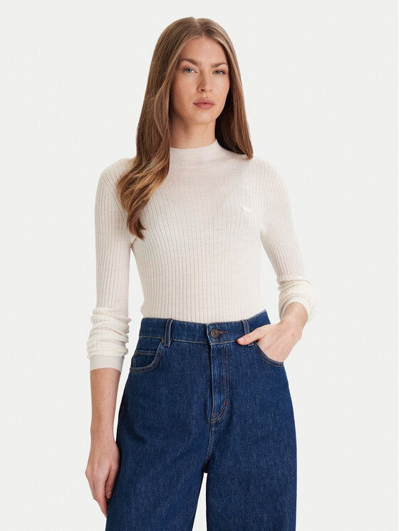 Lacoste Пуловер AF4189 Екрю Slim Fit цвят на ниска цена