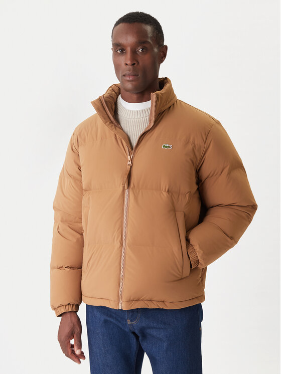 Lacoste Пухено яке BH5154 Кафяв Regular Fit цвят на ниска цена