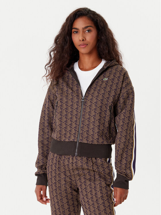 Lacoste Суитшърт SF7606 Кафяв Regular Fit цвят на ниска цена