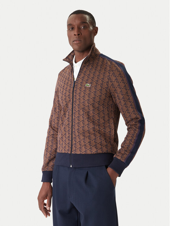 Lacoste Суитшърт SH1368 Кафяв Regular Fit цвят на ниска цена