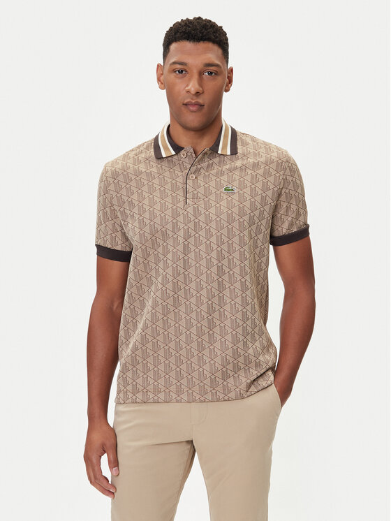 Lacoste Тениска с яка и копчета DH1417 Бежов Regular Fit цвят на ниска цена