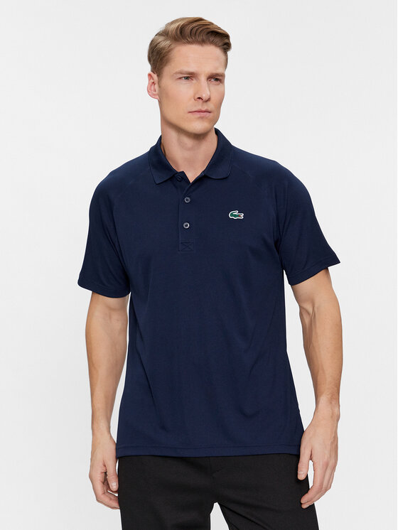Lacoste Тениска с яка и копчета DH3201 Тъмносин Regular Fit цвят на ниска цена