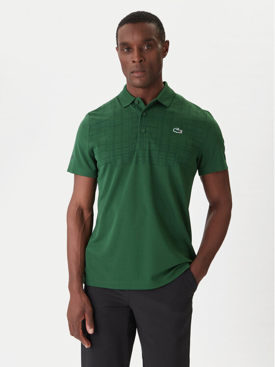 Lacoste Тениска с яка и копчета DH4777 Зелен Regular Fit цвят на ниска цена