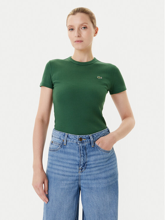 Lacoste Тишърт TF5538 Зелен Slim Fit цвят на ниска цена