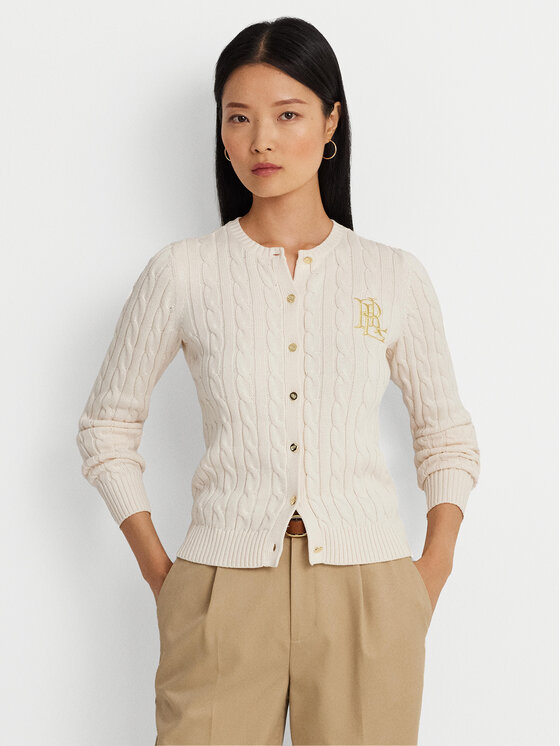 Lauren Ralph Lauren Кардиган 200932225001 Екрю Slim Fit цвят на ниска цена