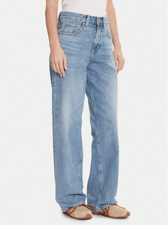 Lee Дънки Rider 112365089 Син Wide Leg цвят на ниска цена