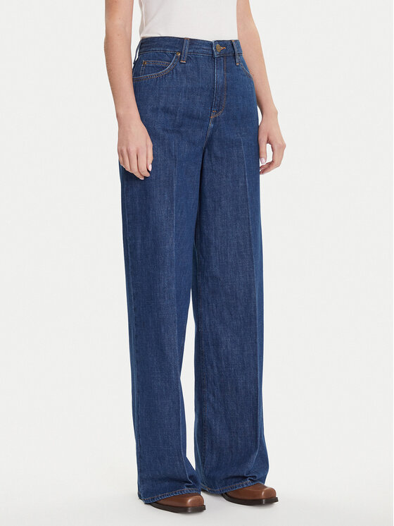 Lee Дънки Stella 112107279 Тъмносин Wide Leg цвят на ниска цена