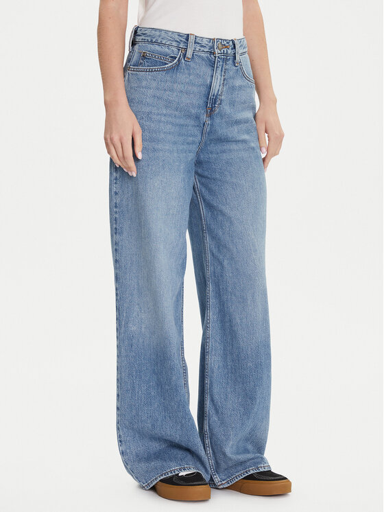 Lee Дънки Stella 112346641 Син Wide Leg цвят на ниска цена