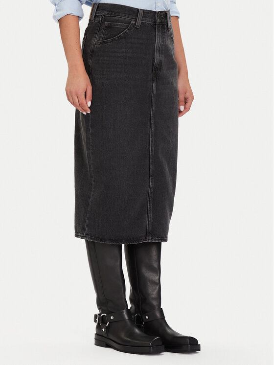 Levi's® Дънкова пола 001VH-0004 Черен Regular Fit цвят на ниска цена