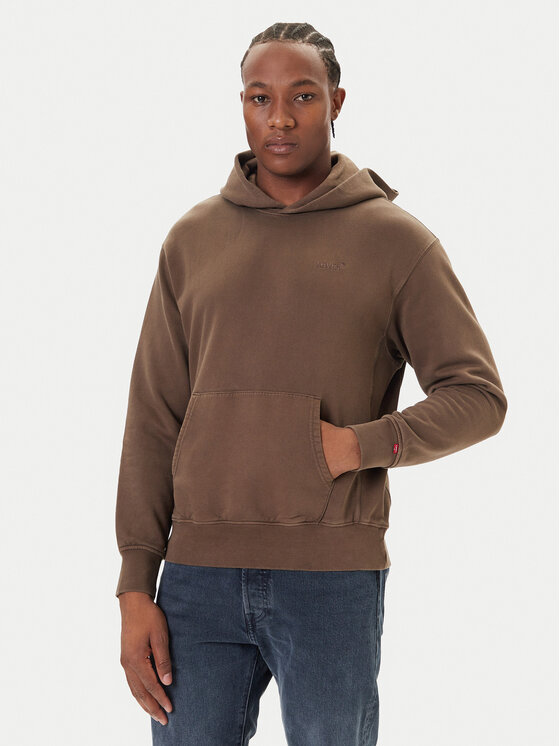 Levi's® Суитшърт Authentic A8435-0033 Кафяв Relaxed Fit цвят на ниска цена