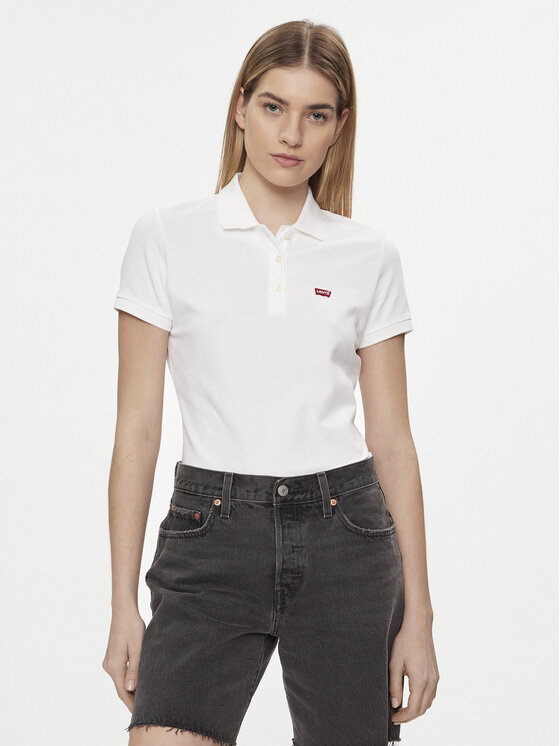 Levi's® Тениска с яка и копчета 52599-0000 Бял Slim Fit цвят на ниска цена