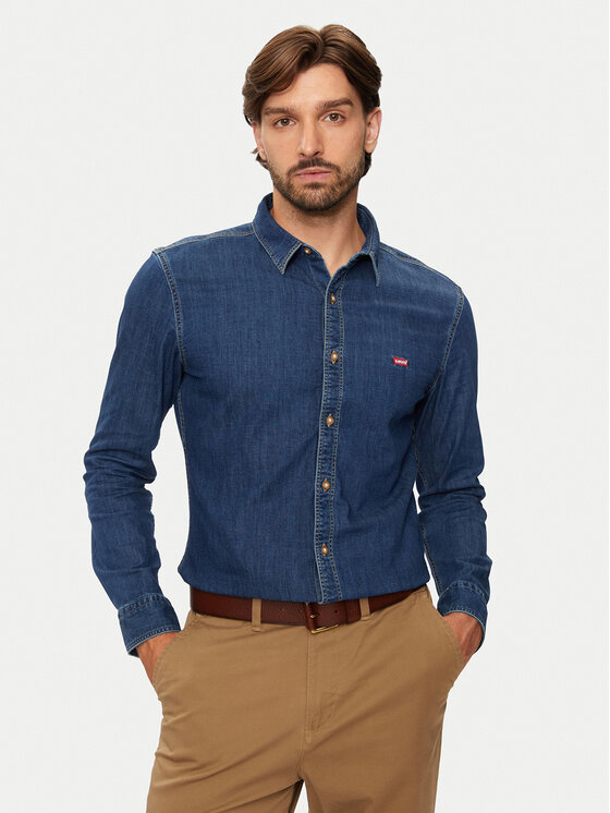 Levi's® дънкова риза Battery Housemark 86625-0052 Син Slim Fit цвят на ниска цена