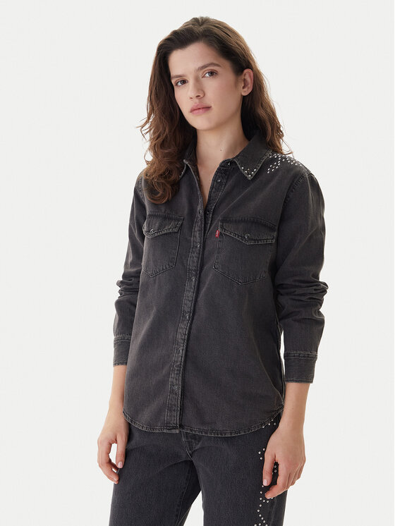 Levi's® дънкова риза Western 16786-0108 Черен Regular Fit цвят на ниска цена
