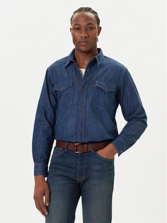 Levi's® дънкова риза Western A1919-0061 Тъмносин Relaxed Fit цвят на ниска цена
